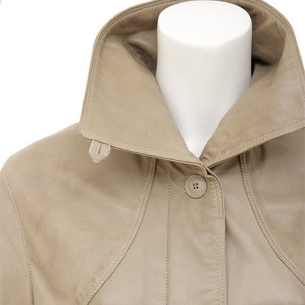 Hazel - Women's Brown Leather Coat