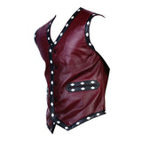 Maroon - Leather Vest for Men