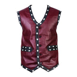 Maroon - Leather Vest for Men