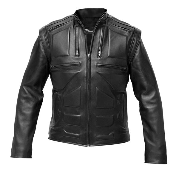 Packs- Black Leather Jacket for Men