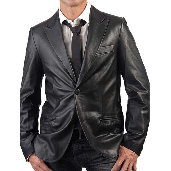 Forum- Black Leather Coat for Men