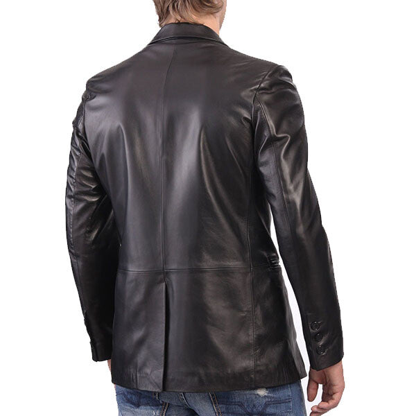 Forum- Black Leather Coat for Men