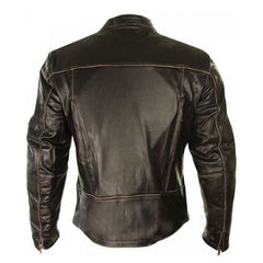 Biker Stripes- Men's Mud-Brown Leather Jacket