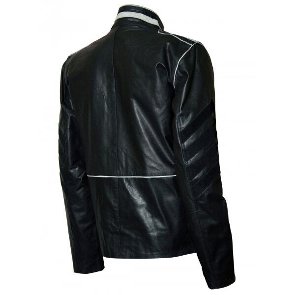 Military- Men's Black Leather Jacket