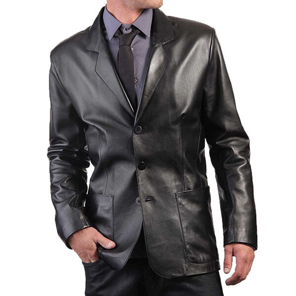 Law- Men's Black Leather Coat