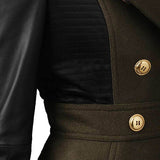 Leaf- Women's Dark Green Leather Coat