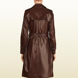 Button Down - Brown Leather Long Coat