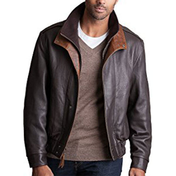 Brown-Black- Men's Leather Jacket