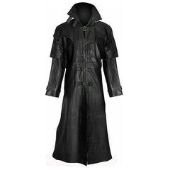 Slayer- Men's black Long Leather Coat (Trench Coat)