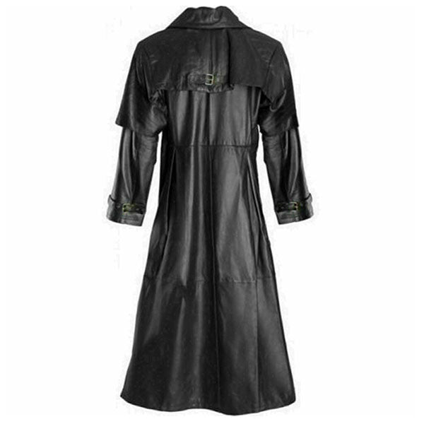 Slayer- Women's black Long Leather Coat (Trench Coat)