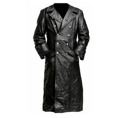 Dark - Long Black Leather Trench Coat