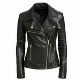 Dark-Women's Black Leather Jacket