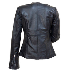 Side zippers- Women's black leather jacket