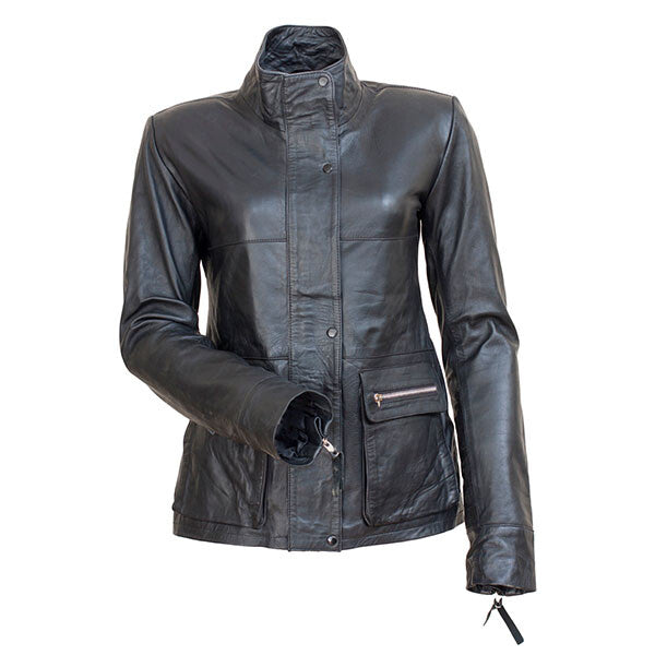 Space- Women's Black Leather Jacket