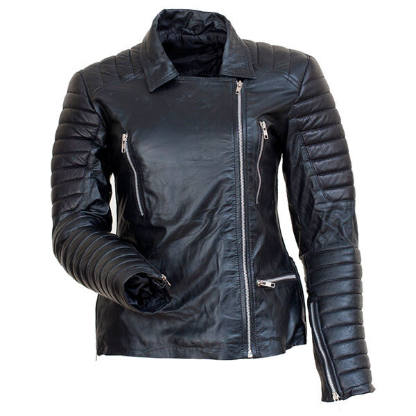Bubbles-Women's Black Leather Jacket