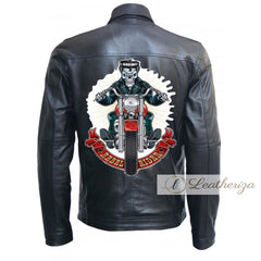 Ride Dead Skull Black Biker Men's Leather Jacket