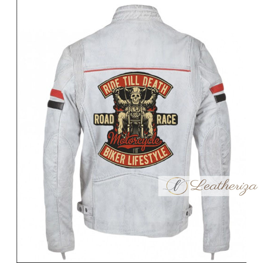 Ghost Rider Jacket - Skull Jacket | White Leather Jacket For Men