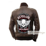 Renegade Skull Brown Leather Jacket For Men