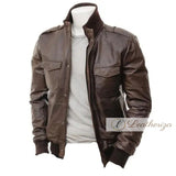 Renegade Skull Brown Leather Jacket For Men