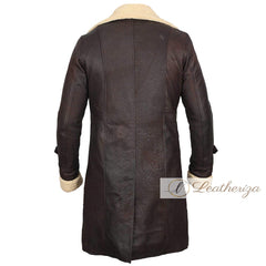 Voguish Dark Brown Shearling Leather Coat For Men