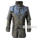 Spidey Men's Black Leather Trench Coat