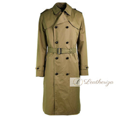 Yellow Leather Trench Coat For Men