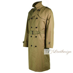 Yellow Leather Trench Coat For Men