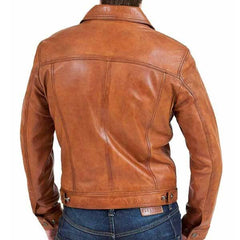 Men?s Biker Motorcycle Vintage Brown Classic Leather Jacket