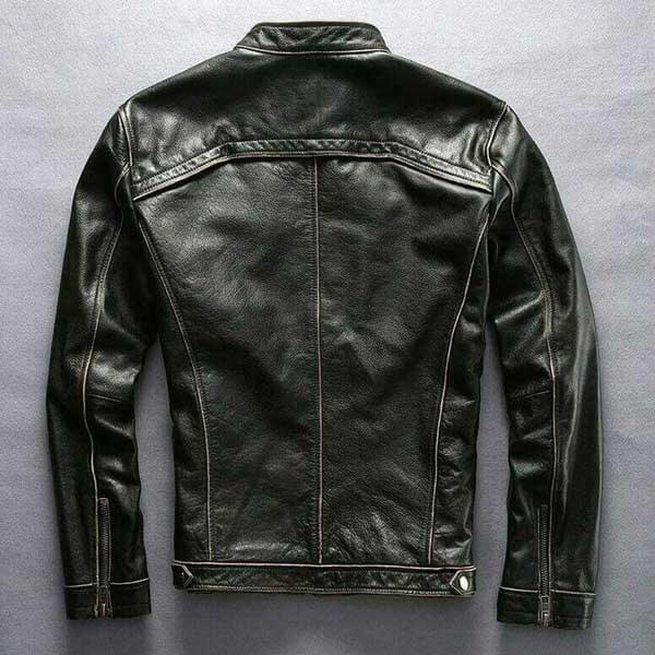 Mens Motorcycle Vintage Black Cafe Racer Biker Leather Jacket