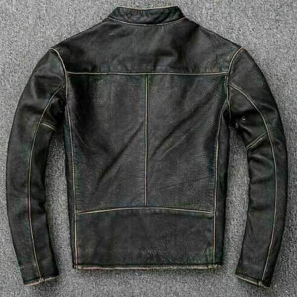 Vintage Style Motorcycle Distressed Black Jacket for Men