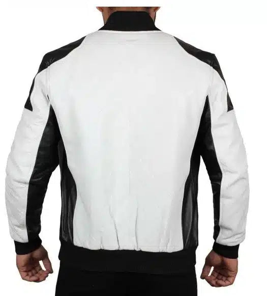 White leather bomber jacket