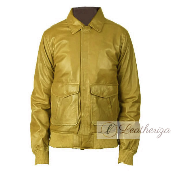 Medallion Yellow Men's Leather Jacket