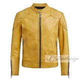 Yellow Vintage Men's Leather Jacket